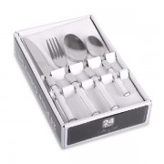 Set Tacâmuri 6 Persoane DeKassa, 24 piese, Inox, Alb