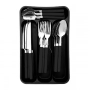 Set Tacâmuri 6 Persoane DeKassa, 24 piese, Inox, Negru