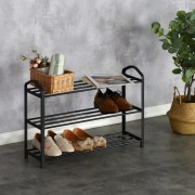 Suport cu 3 Rafturi pentru Încălțăminte Heinner Home, 62.5 x 19 x 44 cm, Metal și Plastic, Negru