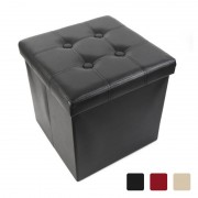 Taburet Pliabil cu Spațiu Depozitare Grunberg, 38 x 38 cm, Piele Ecologică, Diverse Culori