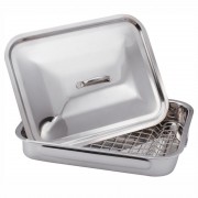 Tavă pentru Copt din Inox cu Grătar și Capac Grunberg, 38 x 28 x 6 cm, 3 piese, Grill, Cuptor