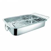 Tavă pentru Copt cu Grătar Grunberg, 35 x 26 cm, 2 piese, Inox