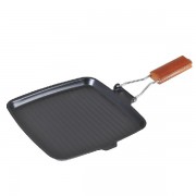 Tigaie Grill din Oţel Carbon cu mâner DeKassa, 24 cm, Teflon