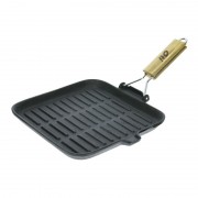 Tigaie Grill din Fontă Oti, 26x26 cm, Grătar, Inducţie, Cuptor, Mâner Detașabil