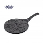 Tigaie pentru Clătite cu interior Granit Smiley Face Peterhof, 7 Forme, Aluminiu, Negru