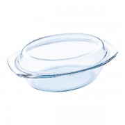 Vas Termorezistent Oval din Sticlă Borosilicică Vabene, 2 Litri, Capac