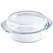 Vas Termorezistent Rotund din Sticlă Borosilicică Vabene, 2.5 Litri, Capac